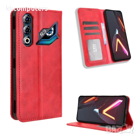 Кожен калъф с портфейл за ZTE nubia Neo 3 GT 5G | Ретро дизайн с магнит | Вкл. Протектор | Цвят: Чер, снимка 4 - Калъфи, кейсове - 52246688