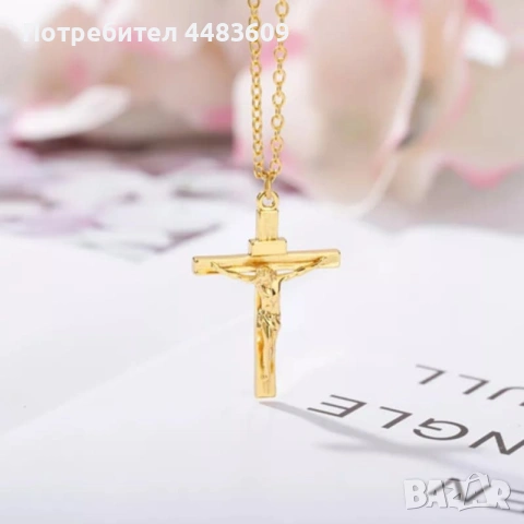 Позлатен ланец с разпятие , снимка 4 - Колиета, медальони, синджири - 53512918