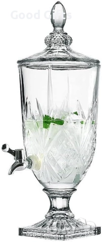 Луксозен стъклен диспенсър за сок и напитки 3L с капак и кранче, снимка 4 - Други стоки за дома - 52236273