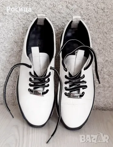 Дамски бели спортни обувки естествена кожа 37, снимка 2 - Маратонки - 49916931