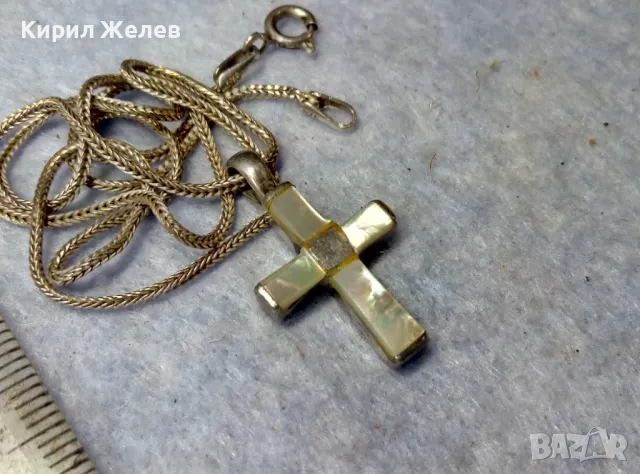 КРАСИВО СЕДЕФЕНО СРЕБЪРНО КРЪСТЧЕ със СТИЛНА СРЕБЪРНА ВЕРИЖКА - СРЕБРО 925 ПРОБА 39999, снимка 3 - Колиета, медальони, синджири - 49981840