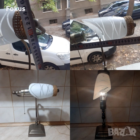 Уникална стара метална нощна настолна лампа, снимка 7 - Антикварни и старинни предмети - 53294574