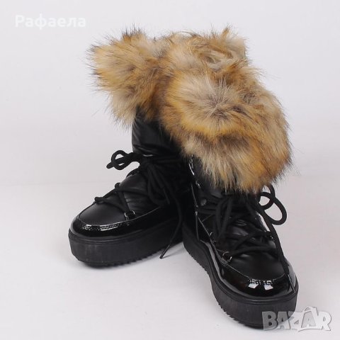 ЧЕРНИ ДАМСКИ АПРЕСКИ С ПУХ, снимка 5 - Дамски апрески - 43152852