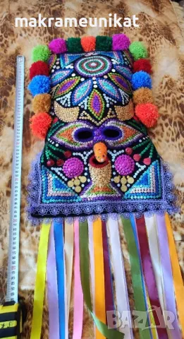 Кукерска маска, капашон, гугла, Новодел, Сурва, Кукерландия, маскарад, фестивал, събор, декорация , снимка 6 - Декорация за дома - 44190652