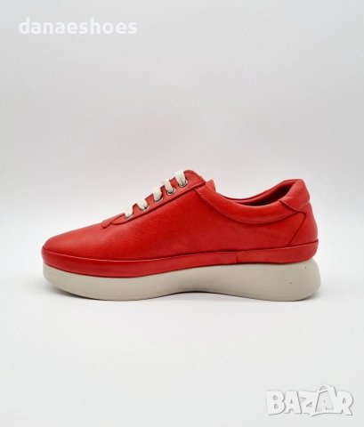 Дамски спортни обувки от естествена кожа в червено , снимка 3 - Дамски ежедневни обувки - 40461039