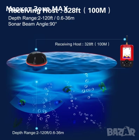 Оригинален преносим детектор за риба с LCD екран – вижте рибата под водата веднага, снимка 4 - Екипировка - 52897436