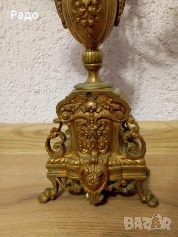 Комплект от два големи масивни бронзови свещника - свещник, снимка 3 - Антикварни и старинни предмети - 52823800