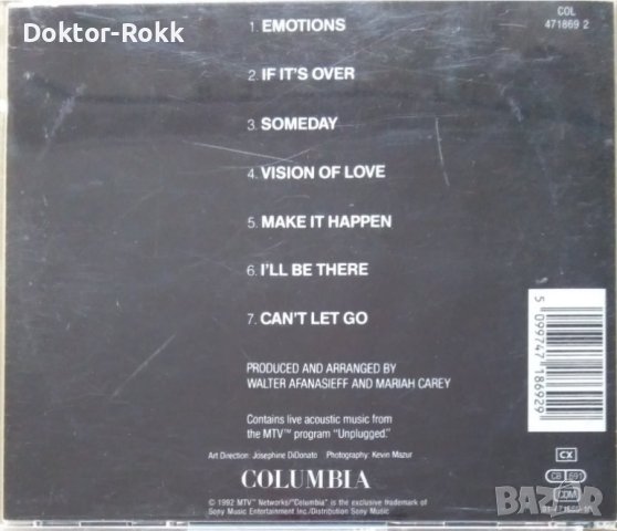 Mariah Carey – MTV Unplugged EP (1992, CD) , снимка 2 - CD дискове - 40581553