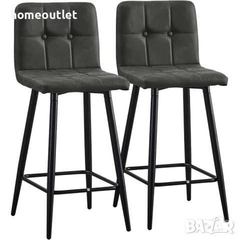 ПРОМОЦИЯ Бар столове с винтидж дизайн и дамаска от мека PU кожа C-U-BS-0081GY, снимка 1