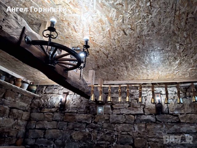 Стенна лампа от автентично колело на каруца, снимка 16 - Лампи за стена - 30384928