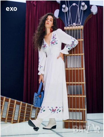 Бяла рокля бродерия, Макси рокля,  рокля бродерия, снимка 2 - Рокли - 43091938