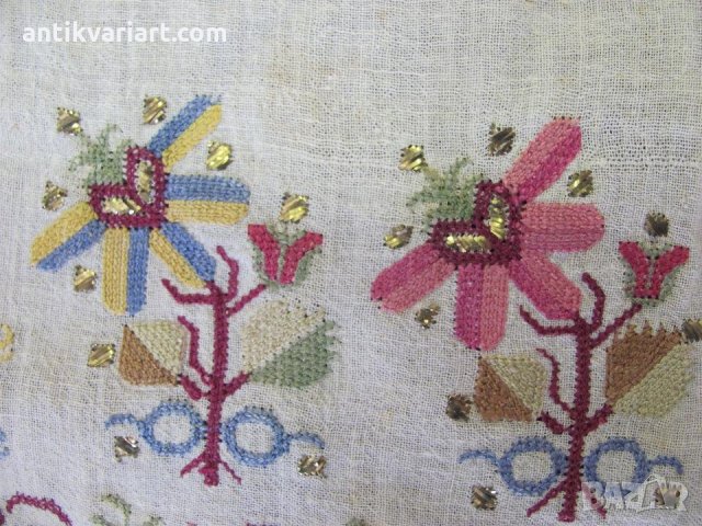 19 век Ръчно Бродирана Кърпа,ислям ,отоман, турска, снимка 8 - Антикварни и старинни предмети - 27402748