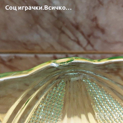 Стара Стъклена Зелена Фруктиера , снимка 6 - Колекции - 52503213