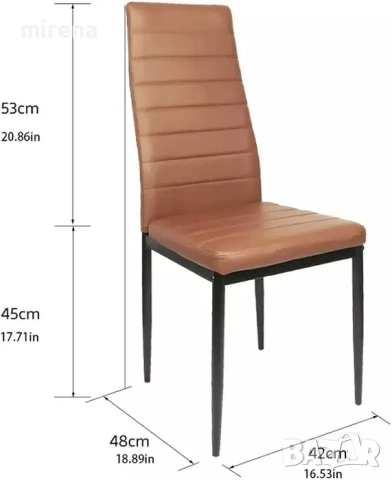 Кожен стол с висока облегалка и метални крака комплект 2 броя, снимка 2 - Столове - 53528003