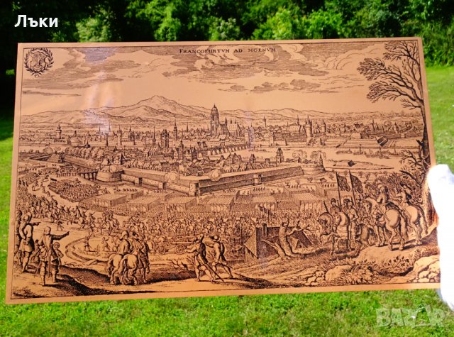 Медна картина,гравюра Битка при Франкфурт. , снимка 1 - Картини - 33186887