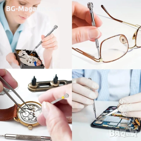 Професионални фини часовникарски отвертки с резервни върхове за смяна на батерии часовници ремонт, снимка 3 - Отвертки - 53032150