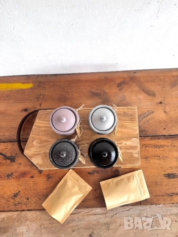 Ръчно изработен комплект за подправки – дъска, 4 съдчета и 3 подправки (изненада), снимка 4 - Аксесоари за кухня - 52683562
