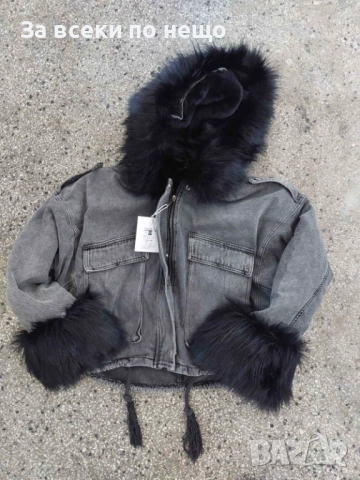 Ликвидация❗️🔥Дамско Дънково Яке С Пух На Качулката И Ръкавите Код LFS702