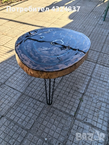 Ръчна изработка на холна маса от бук с мраморен ефект и епоксидна смола , снимка 3 - Маси - 52343713