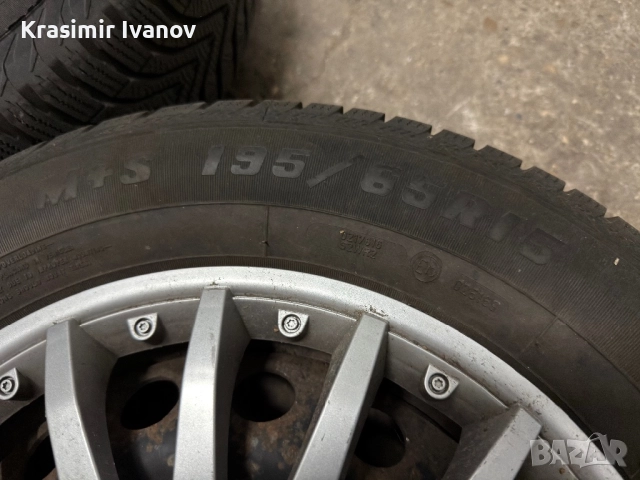 Зимни гуми 195/65R15 с джанти 5x98, снимка 2 - Гуми и джанти - 52722222