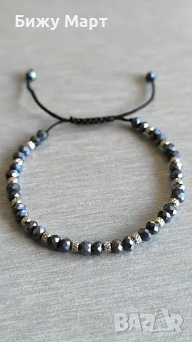 Гривна на конец със кристали и златна мъниста , снимка 4 - Гривни - 50385145