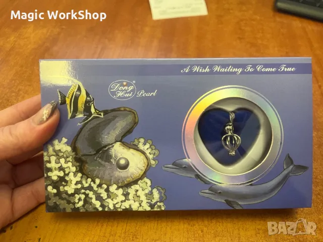 Колие с естествена перла в мида., снимка 2 - Колиета, медальони, синджири - 49190788