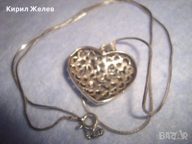 СЪРЦЕВИДЕН СКЪПОЦЕНЕН СРЕБЪРЕН АРТ МЕДАЛЬОН КОЛИЕ СТЕБРО 925 ИТАЛИЯ с ИНКРУСТИРАНИ ЦИРКОНИ 28711, снимка 7 - Колиета, медальони, синджири - 37300273