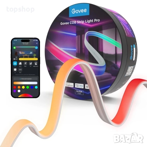 ЧИСТО НОВО Govee COB LED лента Pro, 3 метра LED светлини съвместими с Alexa, Google Assistant...