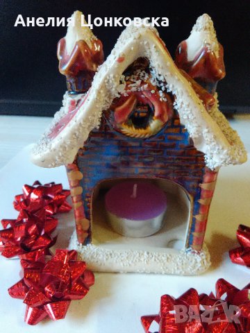 Цветна порцеланова къщичка-свещник, снимка 4 - Коледни подаръци - 27138429