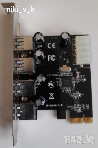 Контролер PCI-E към USB 3.0, 4 port, снимка 3 - Мрежови адаптери - 53581567