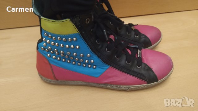 Боти от естествена кожа - многоцветни, снимка 3 - Дамски боти - 32972963