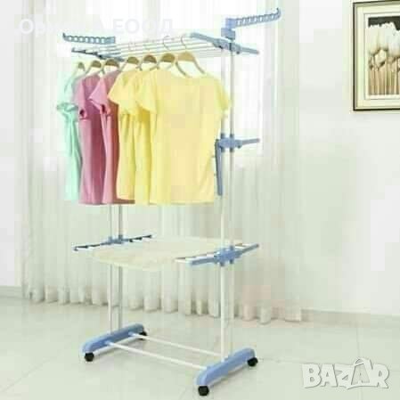 Компактен сгъваем хоризонтален сушилник за дрехи с колелца за лесно пренасяне на три нива , снимка 8 - Сушилници - 43119962
