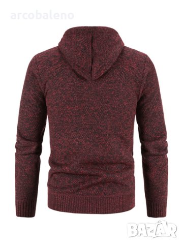 Ежедневно мъжко плетено яке с качулка и цип, 5цвята, снимка 4 - Якета - 43563868