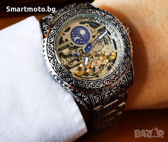 WINNER Луксозен Ретро Механичен часовник за мъже гравиран, снимка 3 - Мъжки - 43186216