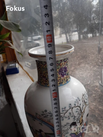 Страхотна голяма японска ваза - порцелан, маркировка, снимка 7 - Антикварни и старинни предмети - 50989519