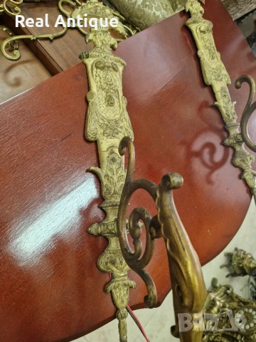 Чифт стари страхотни антикварни френски бронзови аплици , снимка 6 - Антикварни и старинни предмети - 50792565