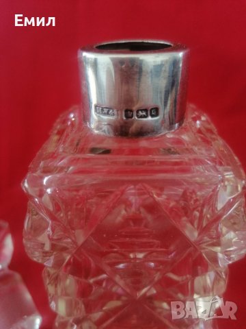 Антикварно шише за парфюм кристал и сребро , снимка 4 - Колекции - 36659264