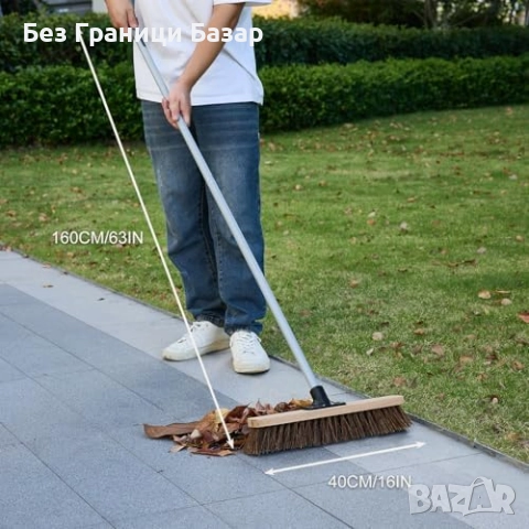 Нова метла Градинска твърда четка дълга метална дръжка за външно почистване, снимка 4 - Други стоки за дома - 51917516