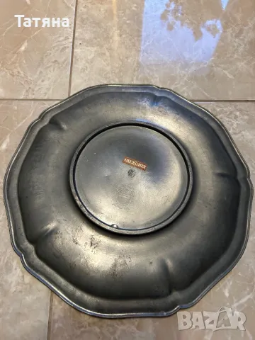 Чиния от калай 31см за колекция и интериор, снимка 2 - Антикварни и старинни предмети - 49019606