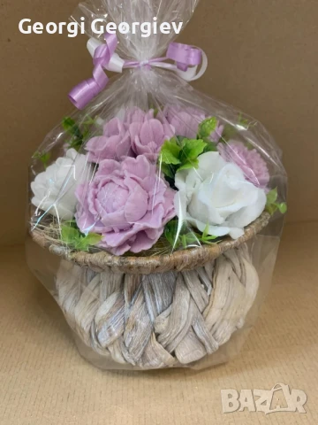 цветя изработени с глицеринов ароматен сапун , снимка 3 - Декорация за дома - 50502510