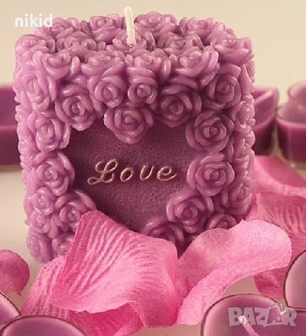 Цилиндър от рози розички LOVE силиконов молд форма свещ декор , снимка 3 - Форми - 40352497
