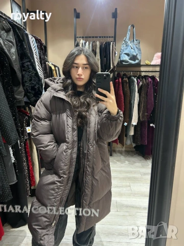 Дълго Зимно Кафяво Дамско Яке , снимка 2 - Якета - 53302278