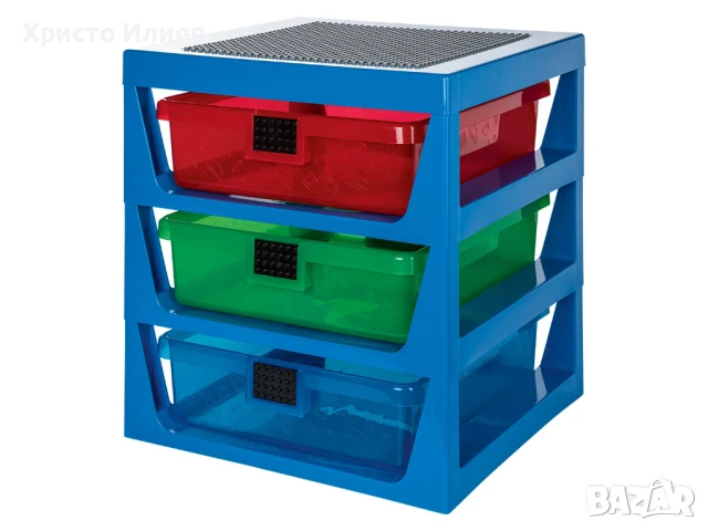 LEGO Лего кутия за съхранение с 3 чекмеджета син Органайзер , снимка 3 - Конструктори - 50725370