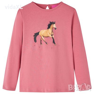 Детска тениска с дълъг ръкав, старо розово, 116(SKU:14021