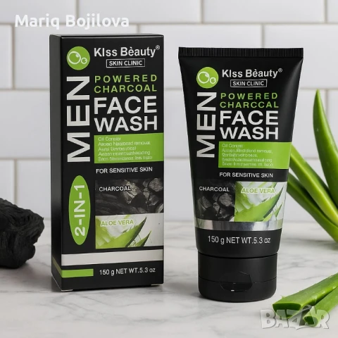 Дълбокопочистващ гел за лице с алое и черен въглен за мъже , снимка 3 - Козметика за лице - 51202783