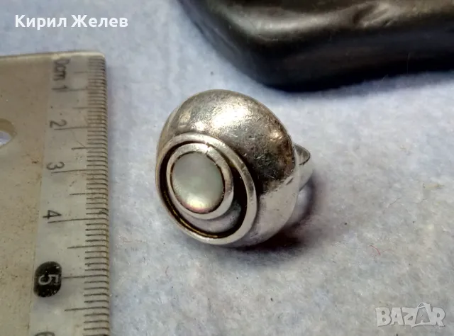 СТАР АРТ НУВО СКЪПОЦЕНЕН СРЕБЪРЕН ПРЪСТЕН СРЕБРО ВИСОКА ПРОБА с ШЛИФОВАН ЛУНЕН КАМЪК 49306