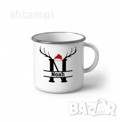 Персонализирано Емайлирано Канче С Име Еленски Рога Метално Канче.подарък,изненада,Повод,