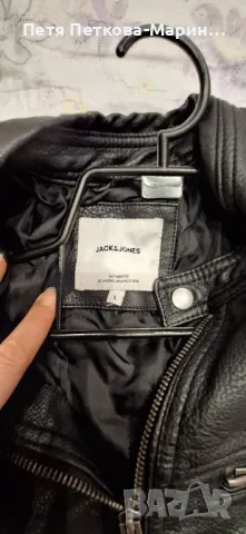 Кожено яке Jack & Jones, снимка 3 - Якета - 47279926
