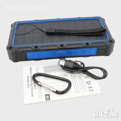 Мощна соларна батерия Solar Power Bank 36000mAh DJROLL  Qi, снимка 3 - Външни батерии - 43717939