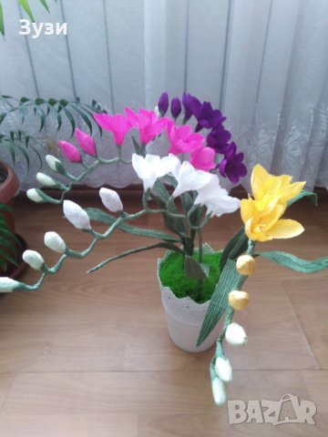 Цветя от хартия-фрезия, снимка 3 - Изкуствени цветя - 26291966